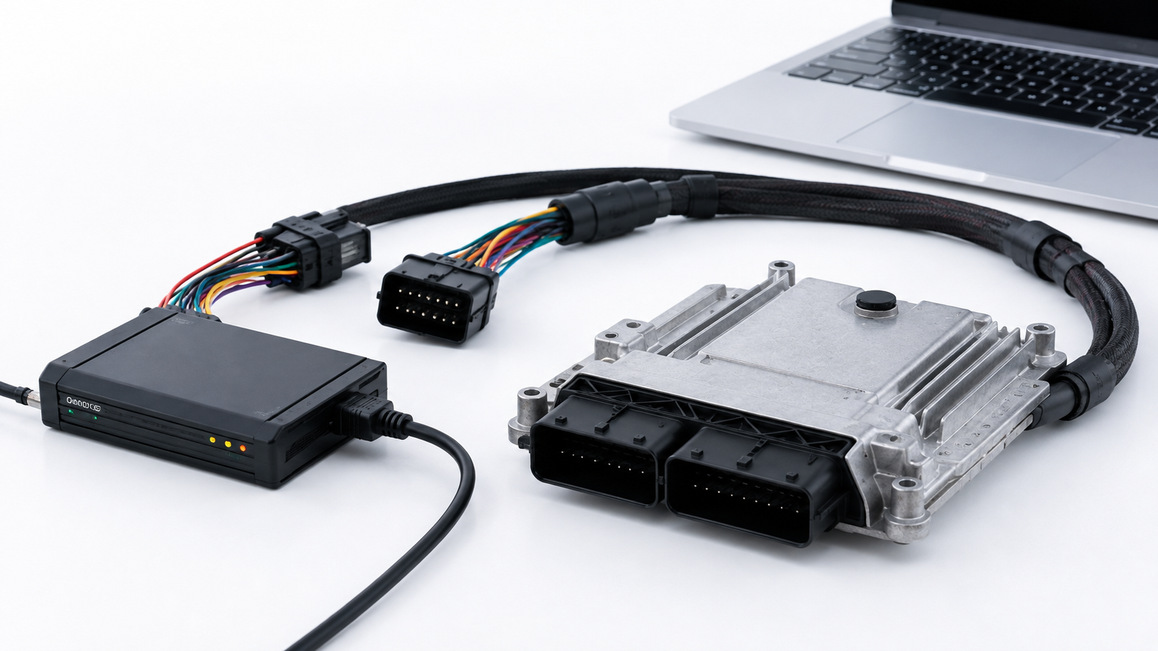 Flashing hardware — bench harness and ECU connector